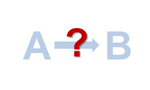 a arrow question mark b