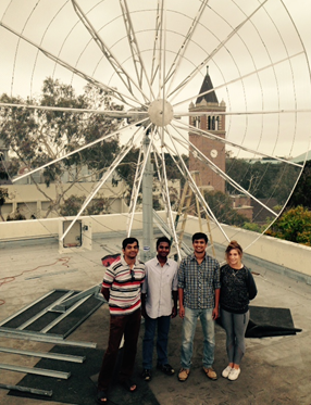 Students in front of Huge Plate Antenna