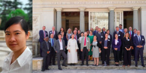 Photo of Dr Nikita Chiu next to photo of group of people at the Vatican