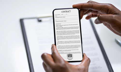 Contract page on phone screen