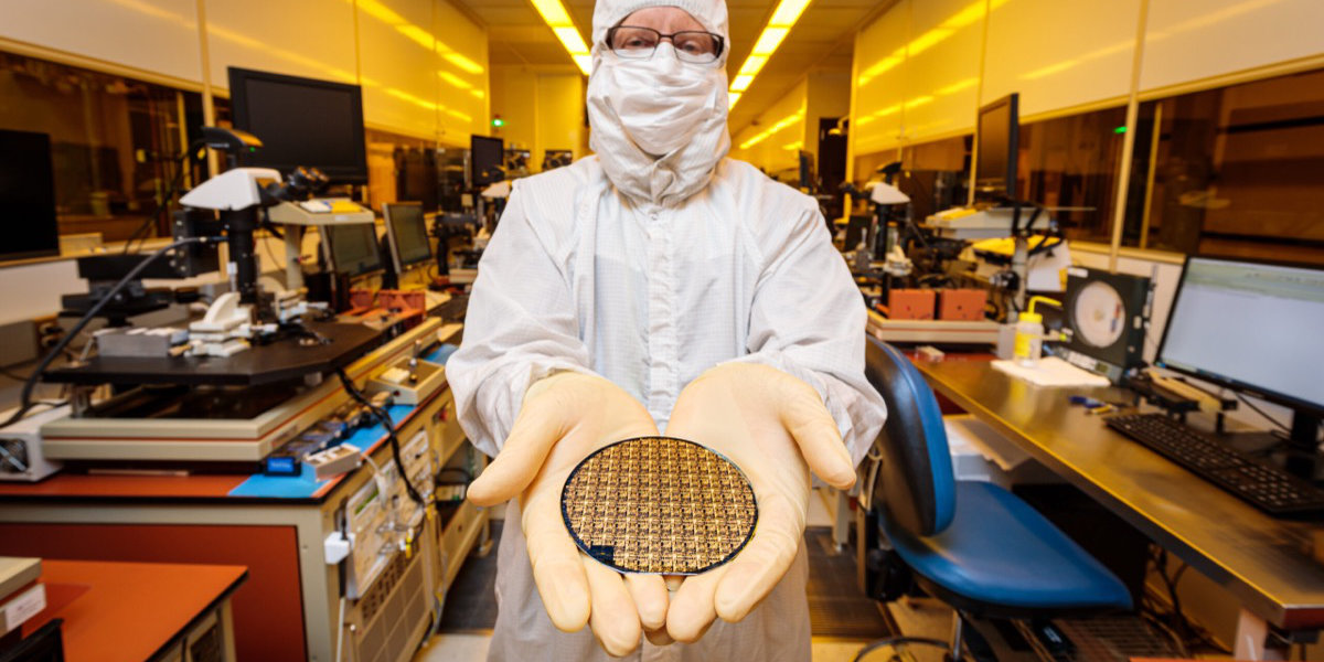 Photograph of microelectronics researcher 