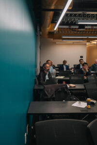 Meeting room with attendees