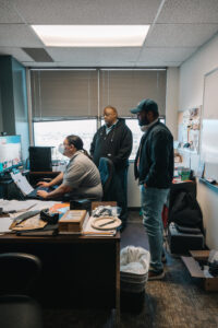 Researchers working on computer
