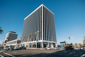 Exterior view of the MDR building with a clear blue sky