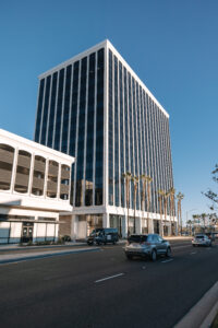 Exterior view of the MDR building with a clear blue sky